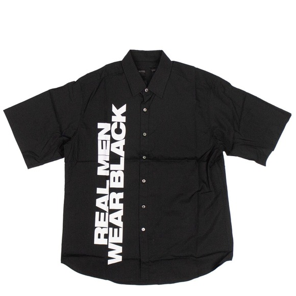 NWT VLONE Black Real Men Wear Black Button Down Short Sleeve Shirt Size XXL 2XL - Picture 1 of 4